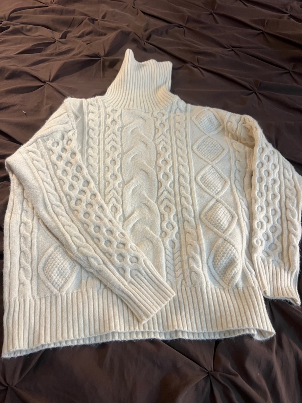 Love Token Cream Cable Knit Turtleneck Sweater